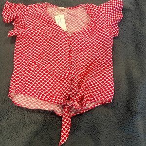 Tie front heart blouse